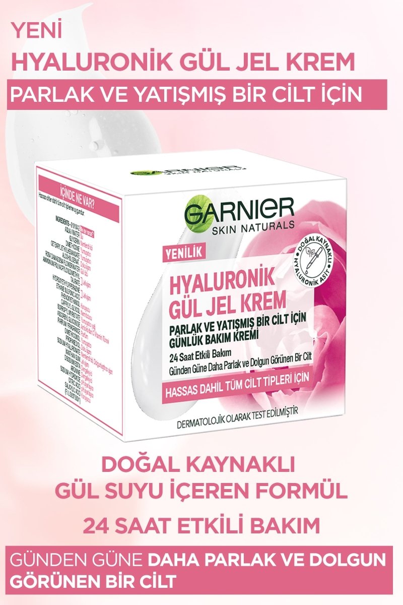 Garnier Hyaluronik Gül Jel - Krem - Parlak ve Yatışmış Bir Cilt İçin Günlük Bakım Kremi - Melori