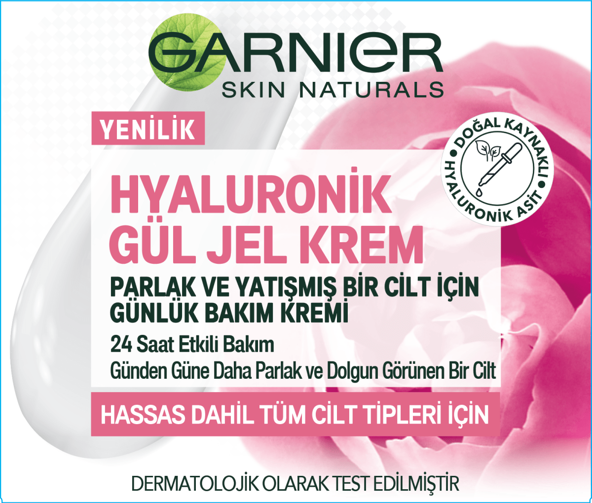 Garnier Hyaluronik Gül Jel - Krem - Parlak ve Yatışmış Bir Cilt İçin Günlük Bakım Kremi - Melori