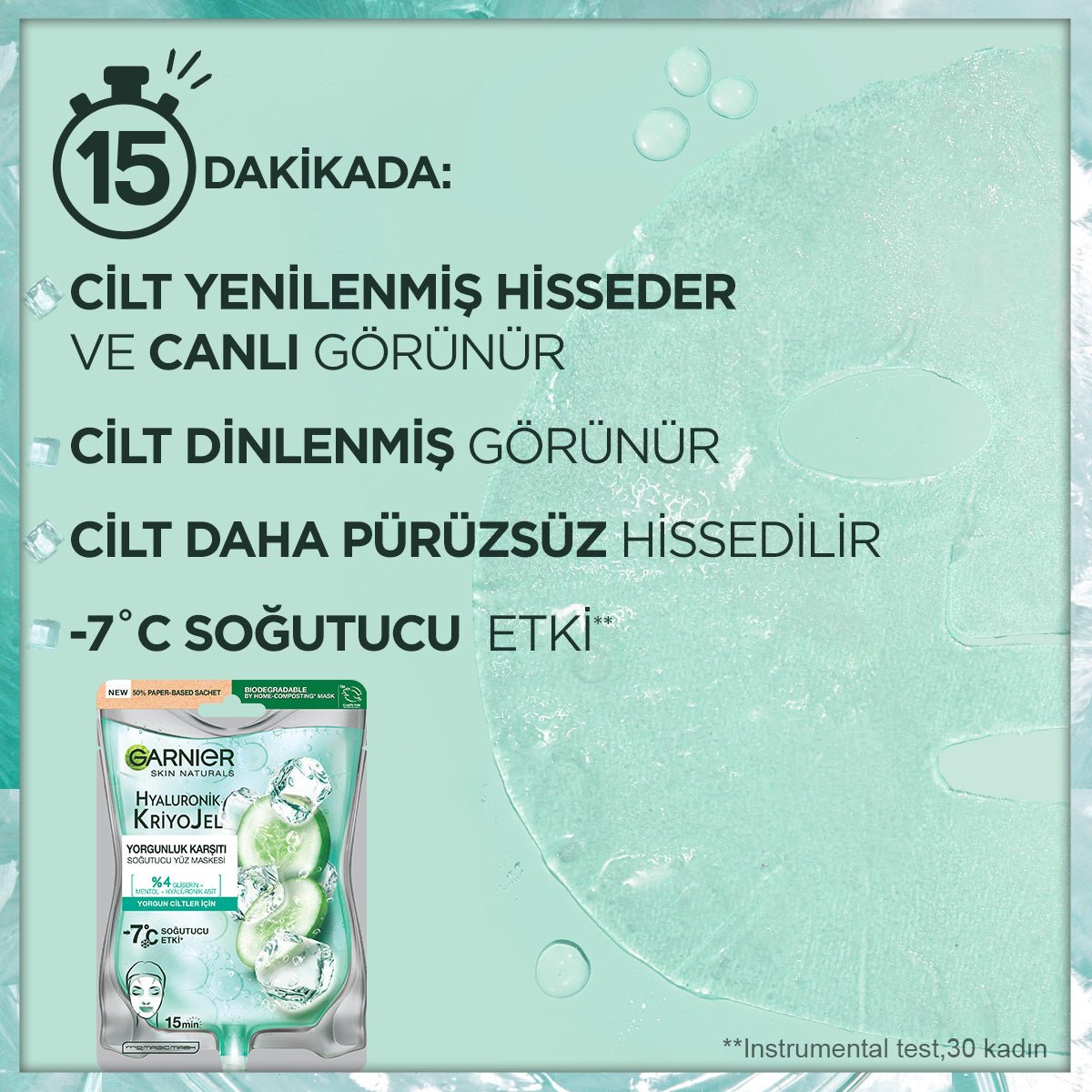 Garnier Hyaluronik Kriyojel Yorgunluk Karşıtı Soğutucu Yüz Maskesi - Melori