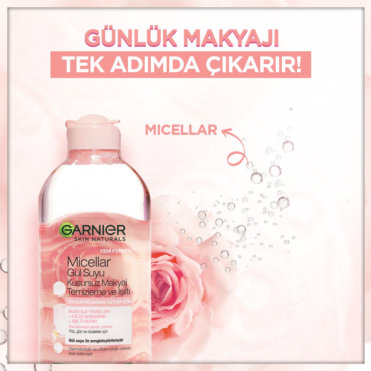 Garnier Micellar Gül Suyu Kusursuz Makyaj Temizleme & Işıltı 400ML - Melori