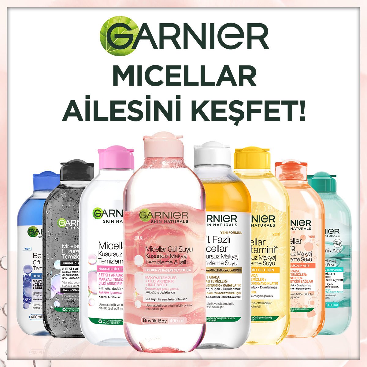 Garnier Micellar Gül Suyu Kusursuz Makyaj Temizleme & Işıltı 400ML - Melori