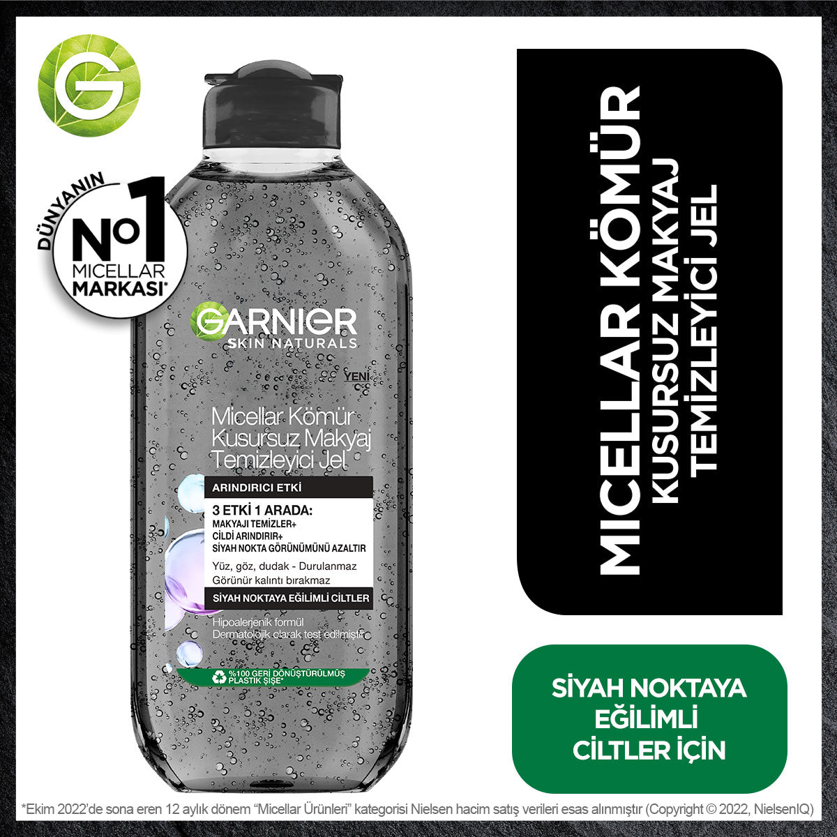 Garnier Micellar Kömür Kusursuz Makyaj Temizleyici Jel 400 ml - Melori