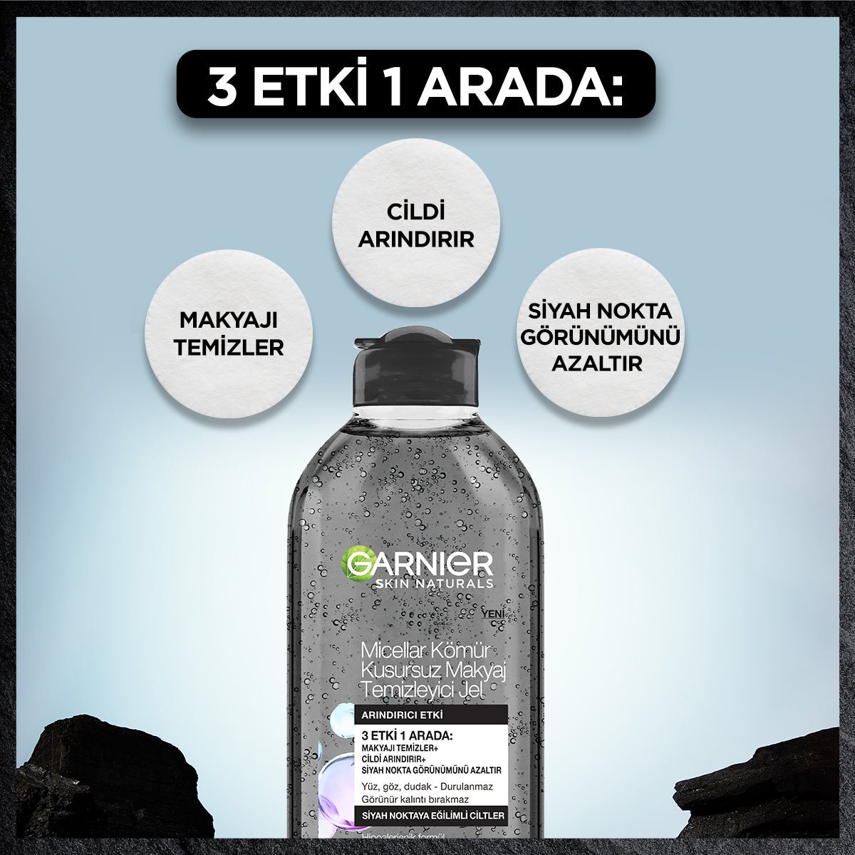 Garnier Micellar Kömür Kusursuz Makyaj Temizleyici Jel 400 ml - Melori