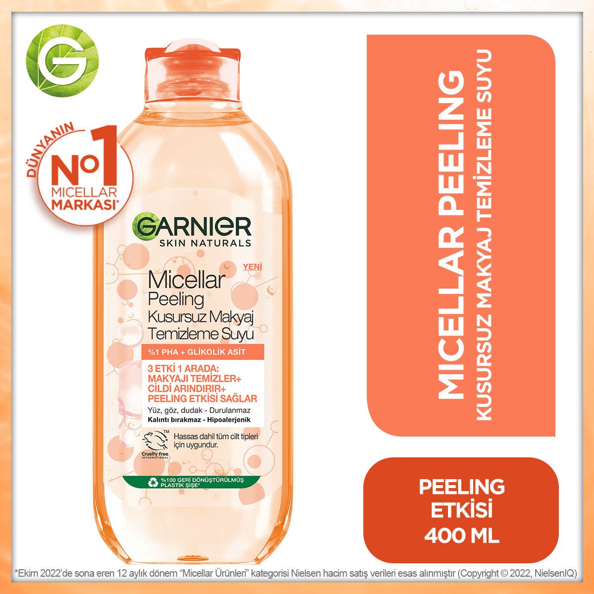 Garnier Micellar Peeling Kusursuz Makyaj Temizleme Suyu 400 ML - Melori
