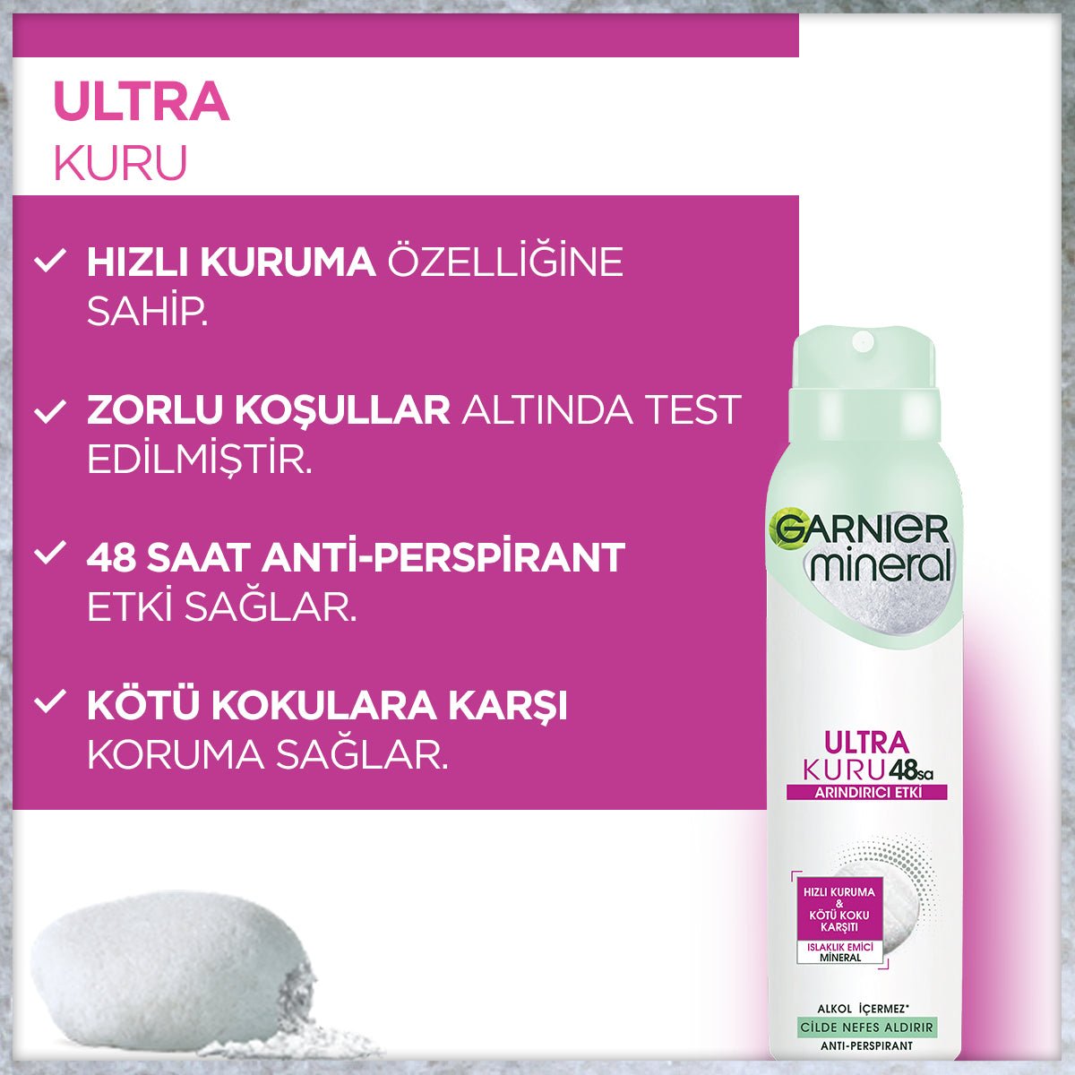 Garnier Mineral Ultra Kuru Sprey Deodorant - Melori