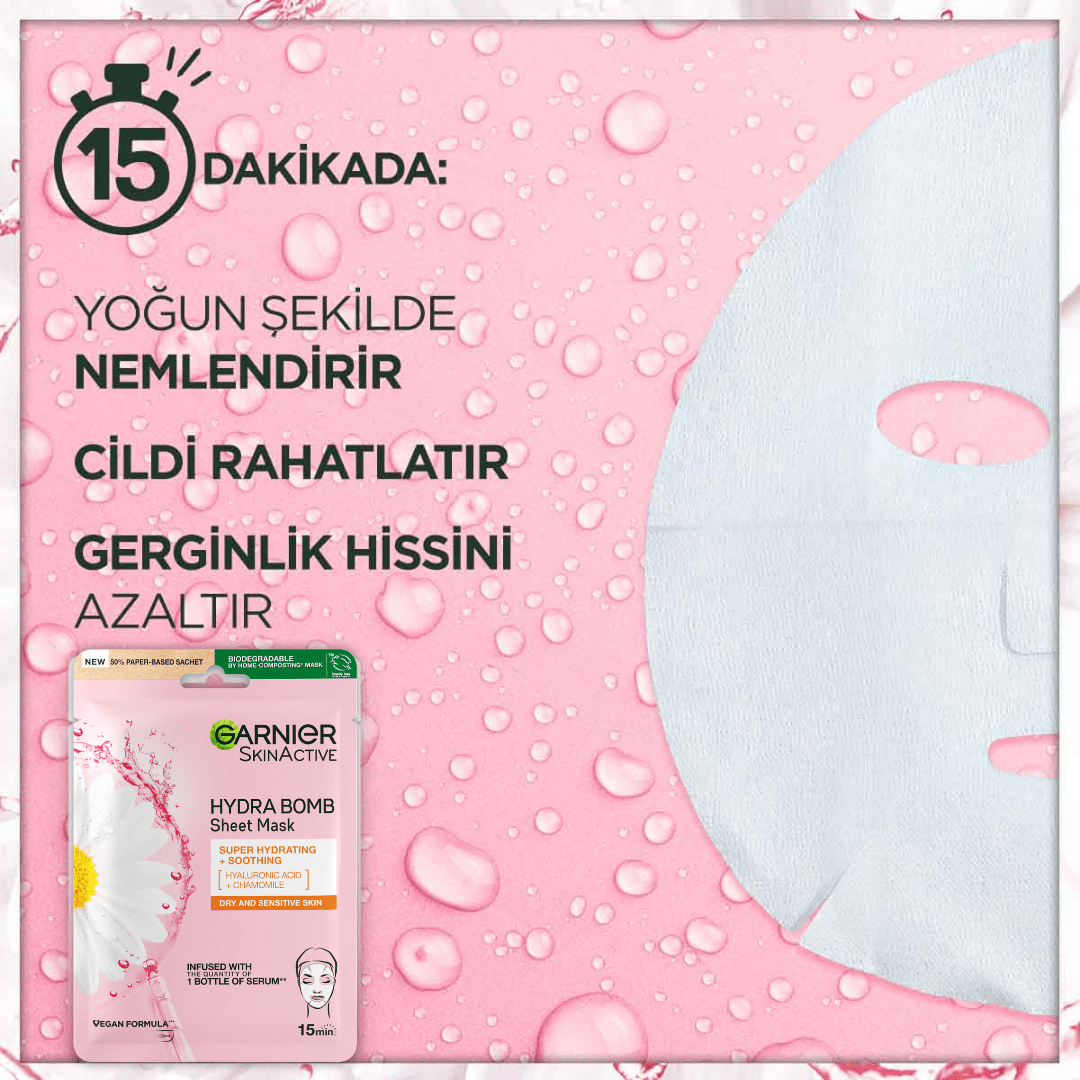 Garnier Nem Bombası Dinlendirici Kağıt Yüz Maskesi - Melori