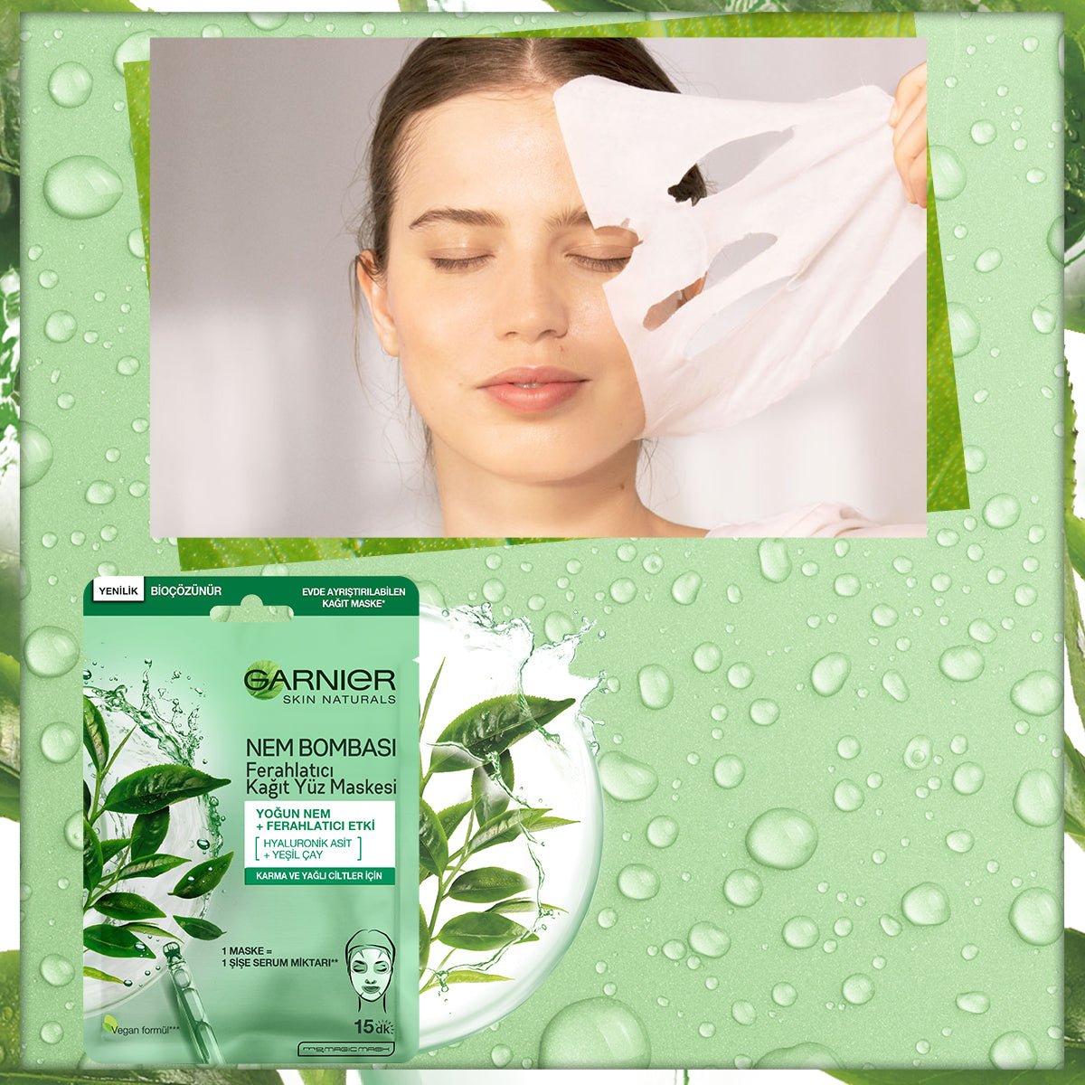 Garnier Nem Bombası Ferahlatıcı Kağıt Yüz Maskesi - Melori