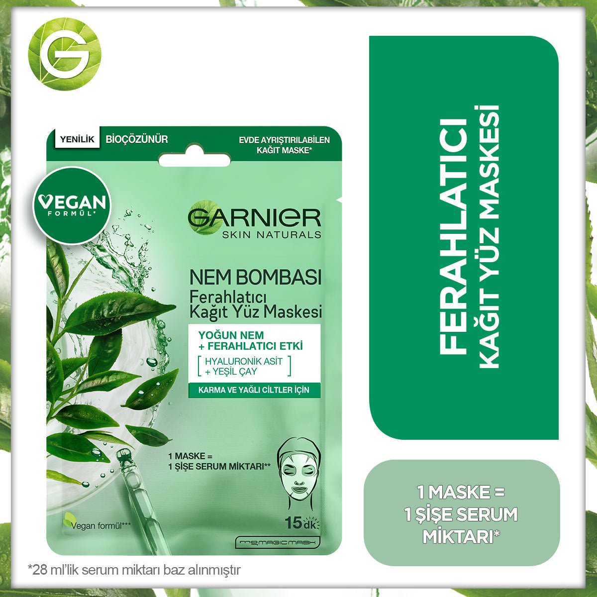 Garnier Nem Bombası Ferahlatıcı Kağıt Yüz Maskesi - Melori