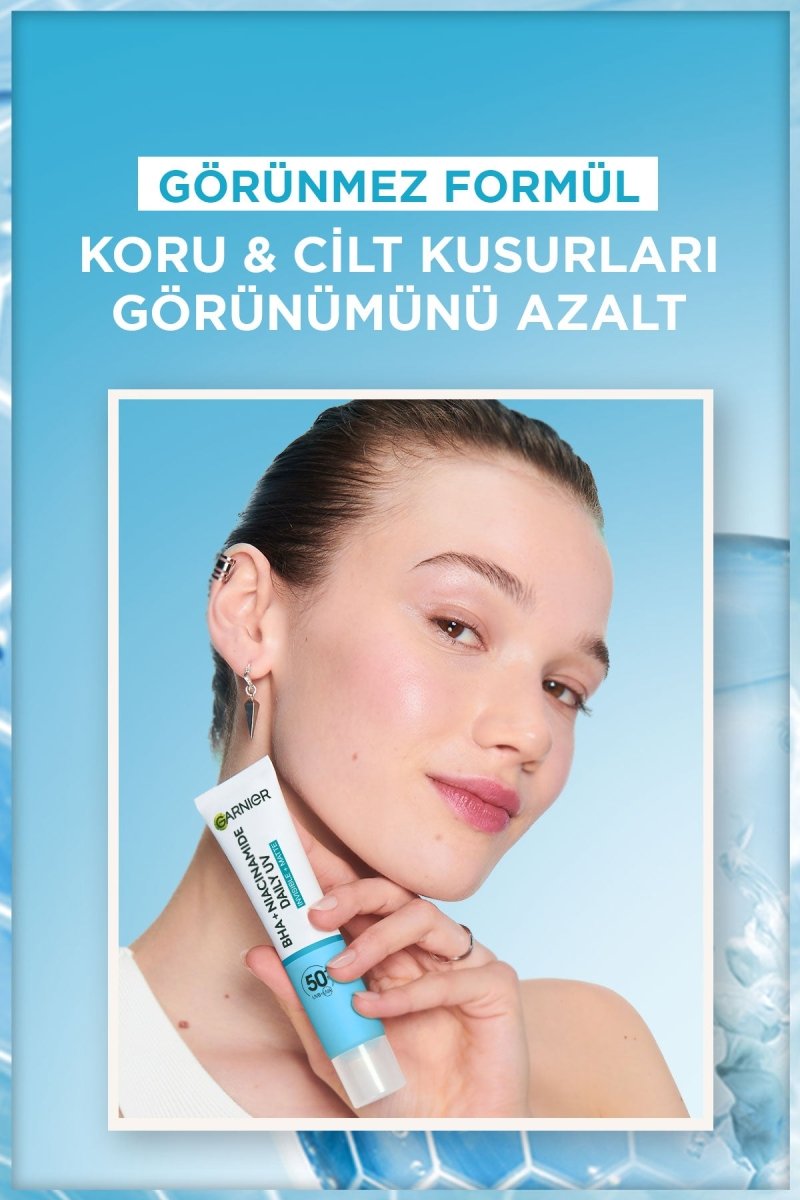 Garnier Saf ve Temiz BHA Niasinamid Günlük Güneş Koruyucu Fluid Yüz Kremi SPF50+ 40ml - Melori