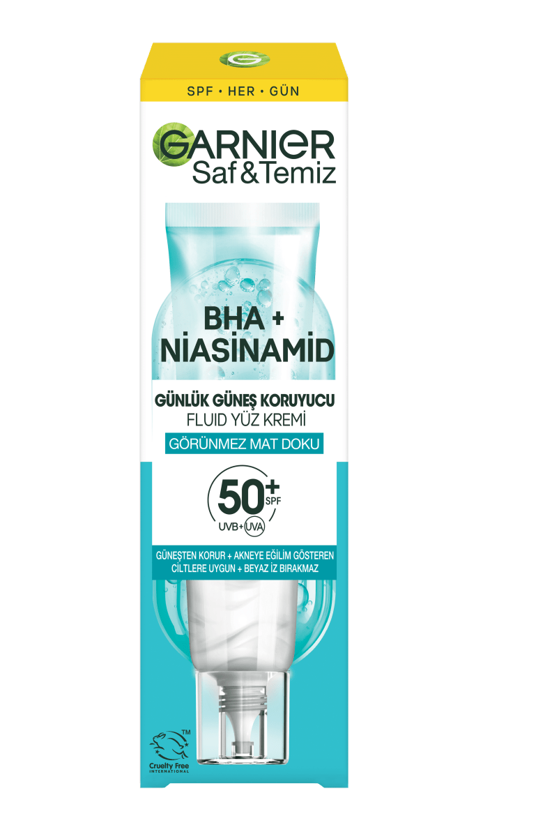 Garnier Saf ve Temiz BHA Niasinamid Günlük Güneş Koruyucu Fluid Yüz Kremi SPF50+ 40ml - Melori