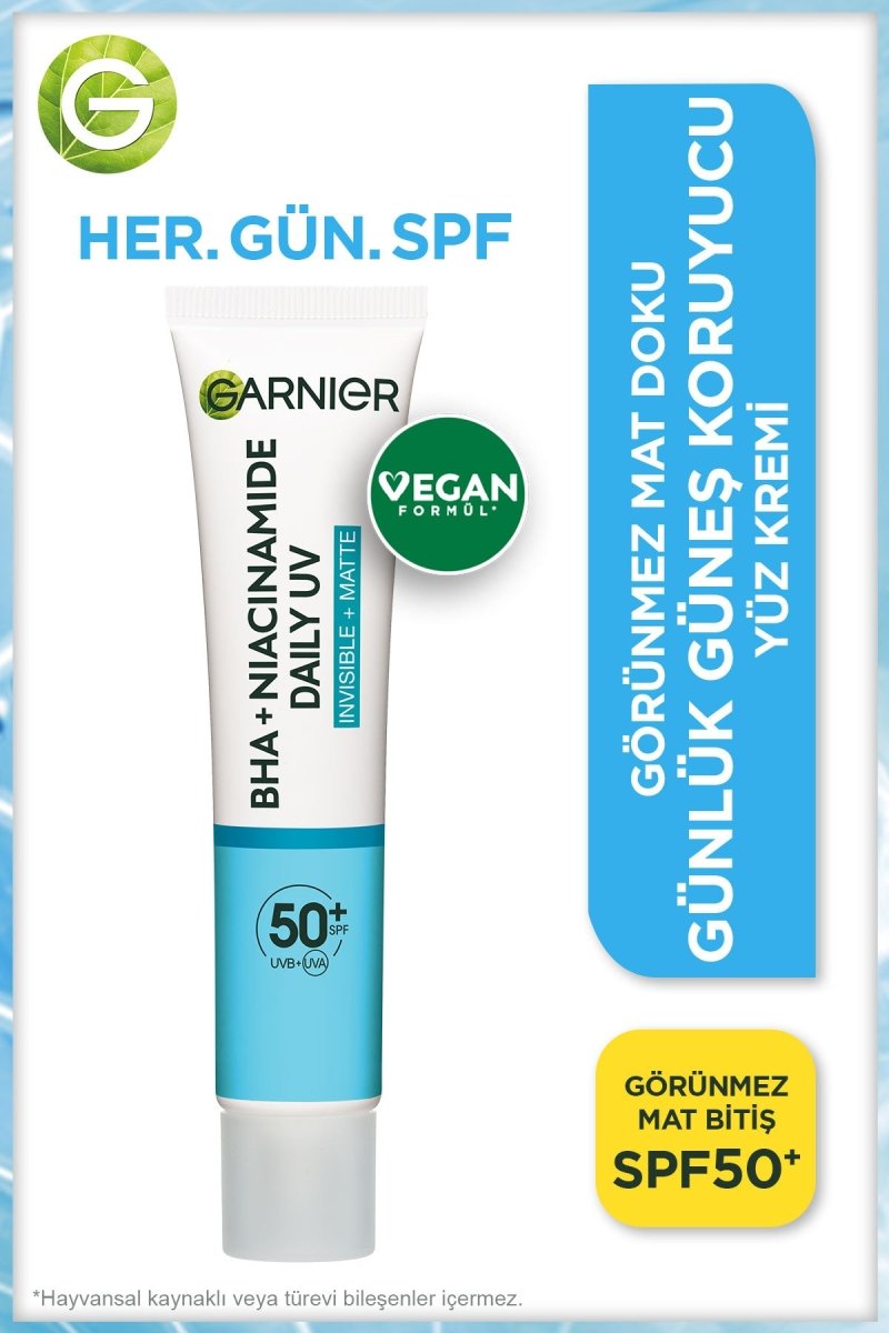 Garnier Saf ve Temiz BHA Niasinamid Günlük Güneş Koruyucu Fluid Yüz Kremi SPF50+ 40ml - Melori