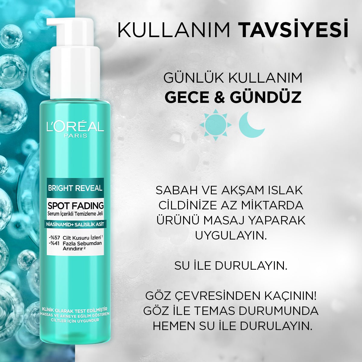 Loreal Paris Bright Reveal Cilt Kusuru İzi Karşıtı, Serum İçerikli Temizleme Jeli Niasinamid+Salisilik Asit 150ml - Melori