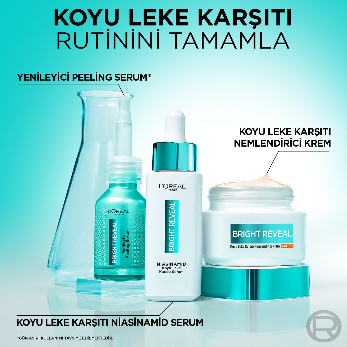 Loreal Paris Bright Reveal Koyu Leke Karşıtı, Cilt Tonu Eşitleyici Spf50 Nemlendirici Krem Niasinamid 50ml - Melori