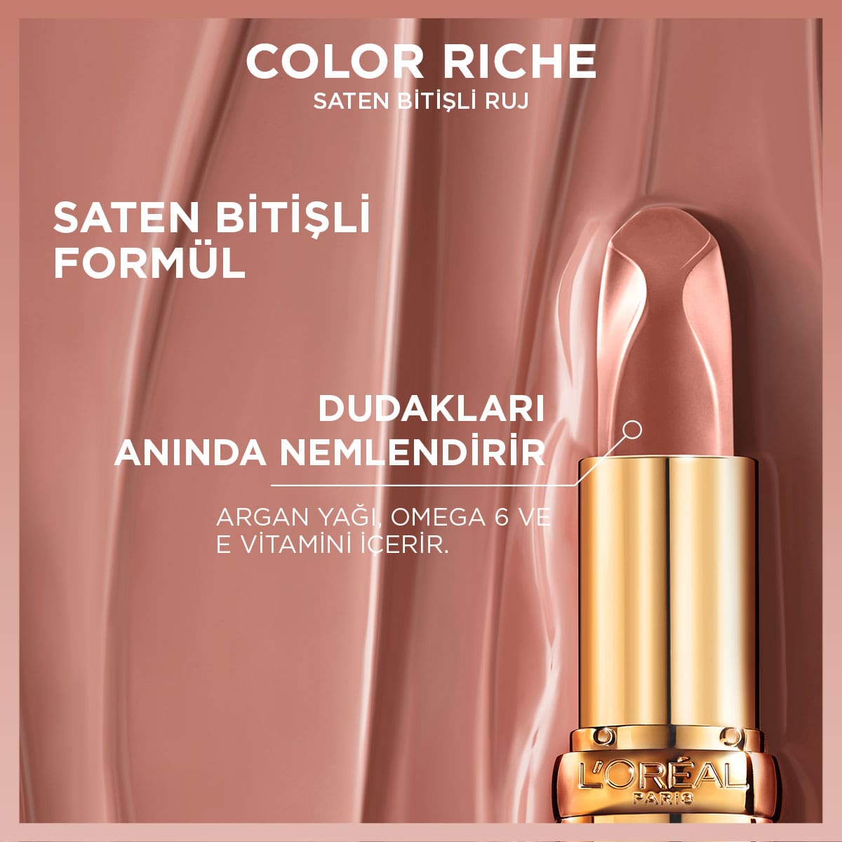 Loreal Paris Color Riche Saten Bitişli Ruj - 505 Nude Resilient - Melori