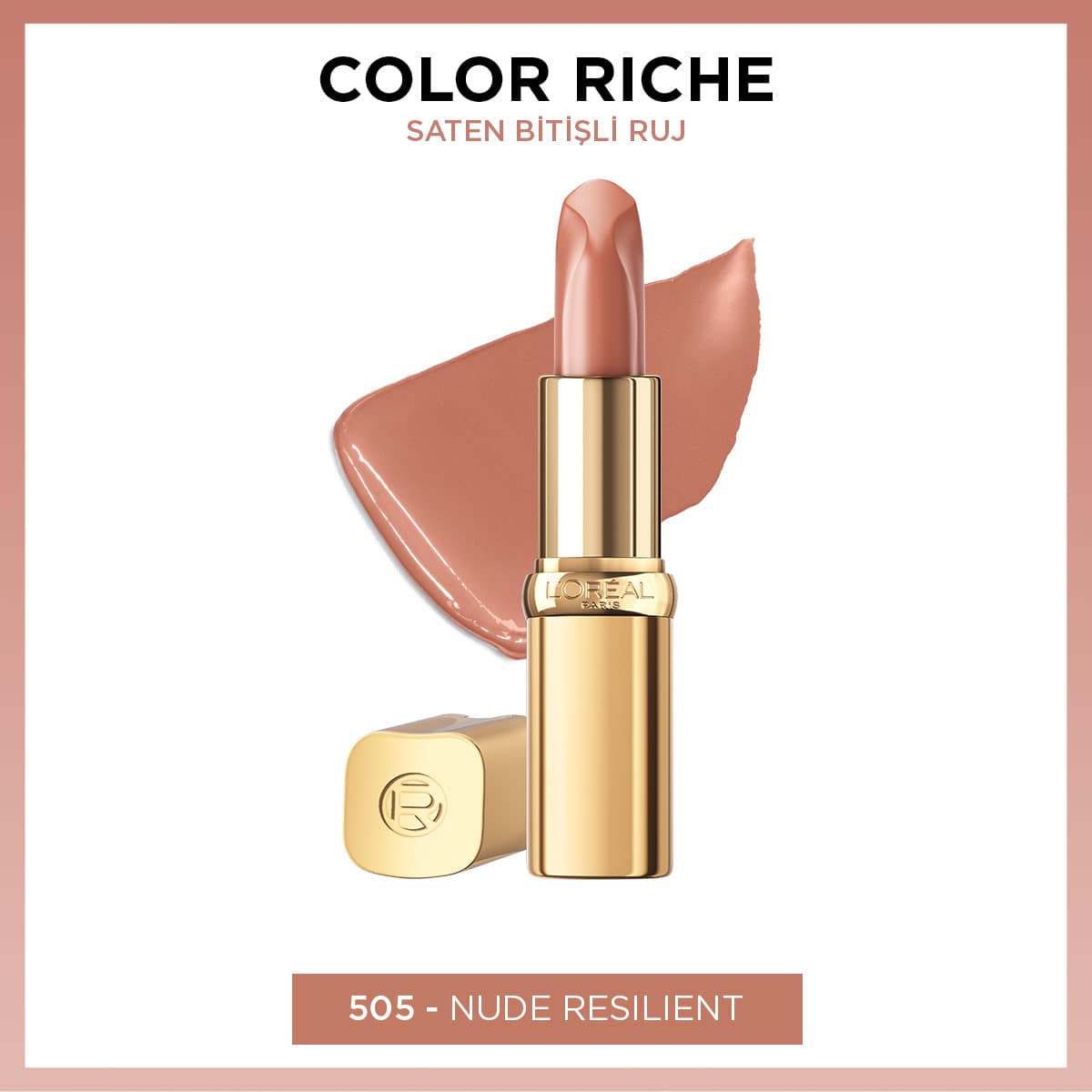 Loreal Paris Color Riche Saten Bitişli Ruj - 505 Nude Resilient - Melori
