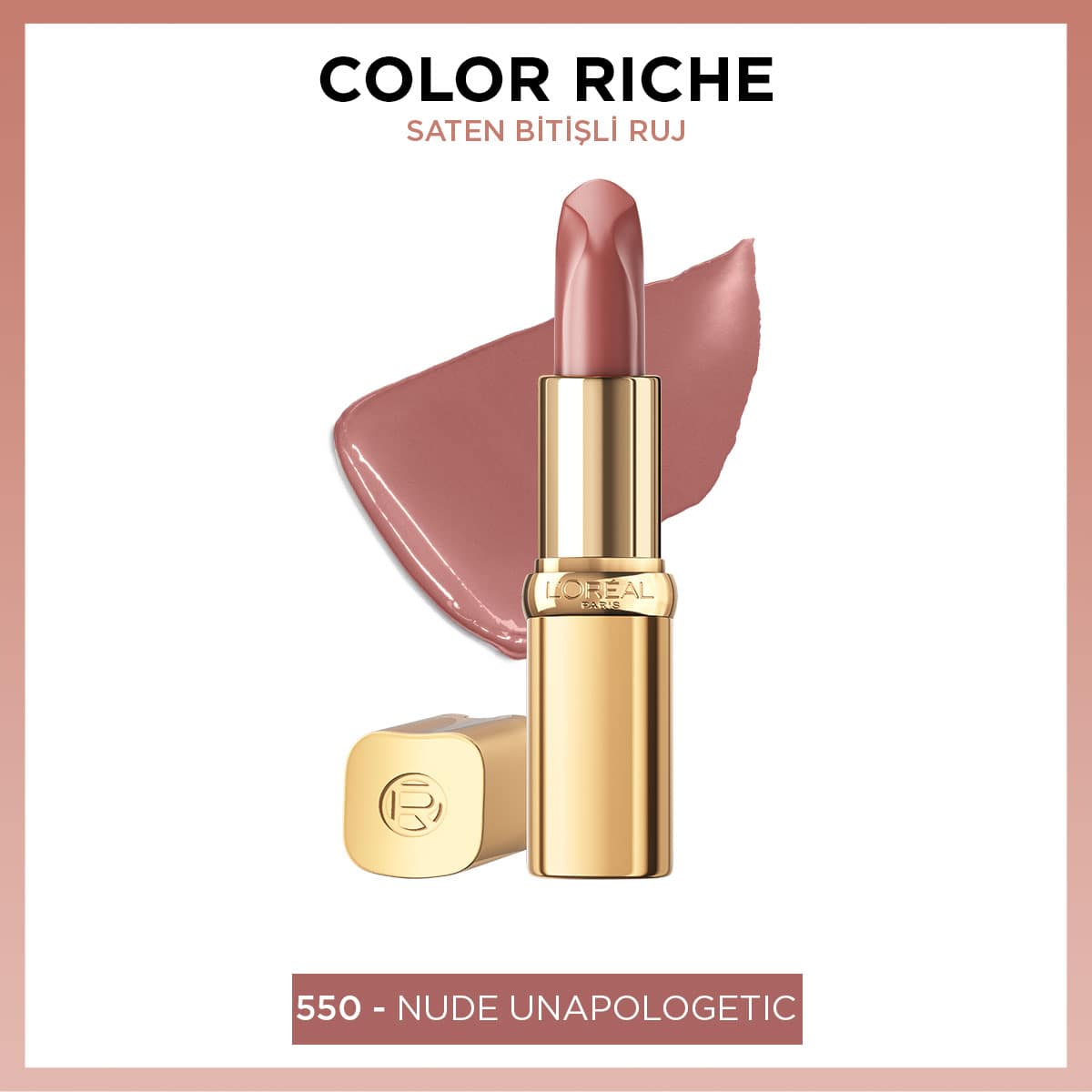 Loreal Paris Color Riche Saten Bitişli Ruj - 550 Nude Unapologetic - Melori