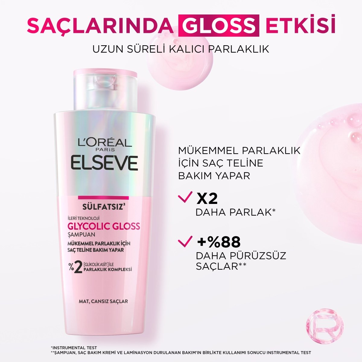 Loreal Paris Elseve Glycolic Gloss Mükemmel Parlaklık için Bakım Yapan Şampuan 200ml - Melori