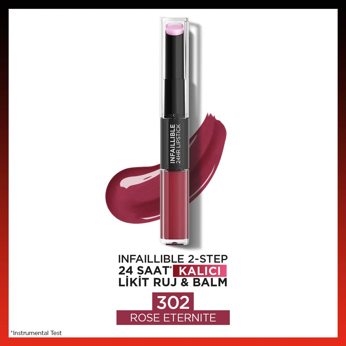Loreal Paris Infaillible 2 - Step 24 Saat Kalıcı Likit Ruj & Balm - 302 Rose Eternite - Melori