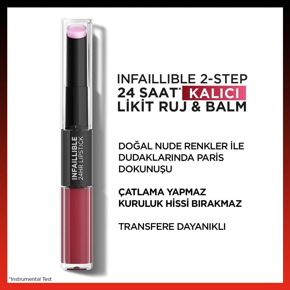 Loreal Paris Infaillible 2 - Step 24 Saat Kalıcı Likit Ruj & Balm - 302 Rose Eternite - Melori