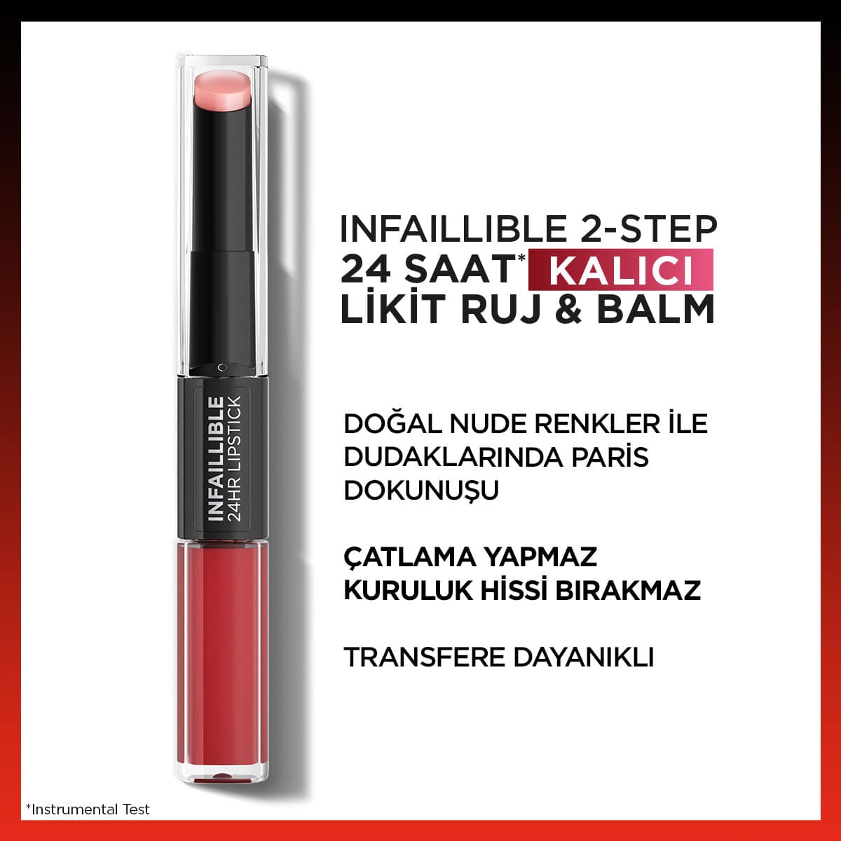 Loreal Paris Infaillible 2 - Step 24 Saat Kalıcı Likit Ruj & Balm - 501 Timeless Red - Melori