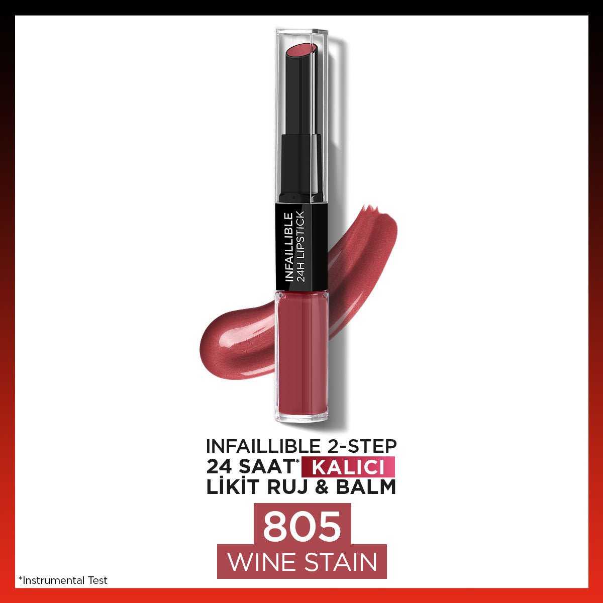 Loreal Paris Infaillible 2 - Step 24 Saat Kalıcı Likit Ruj & Balm - 805 Wine Stain - Melori