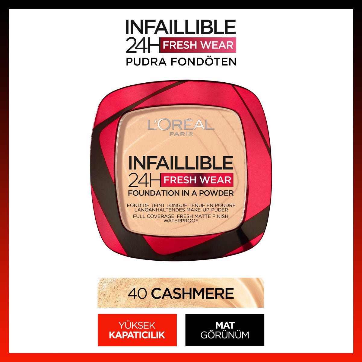 Loreal Paris Infaillible 24H Fresh Wear Pudra Fondöten 40 Cashmere - Melori