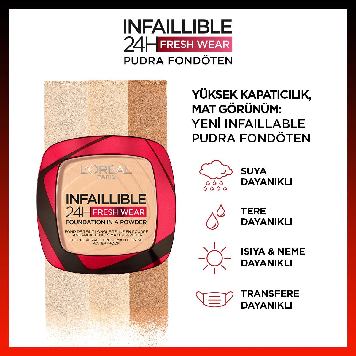 Loreal Paris Infaillible 24H Fresh Wear Pudra Fondöten 40 Cashmere - Melori