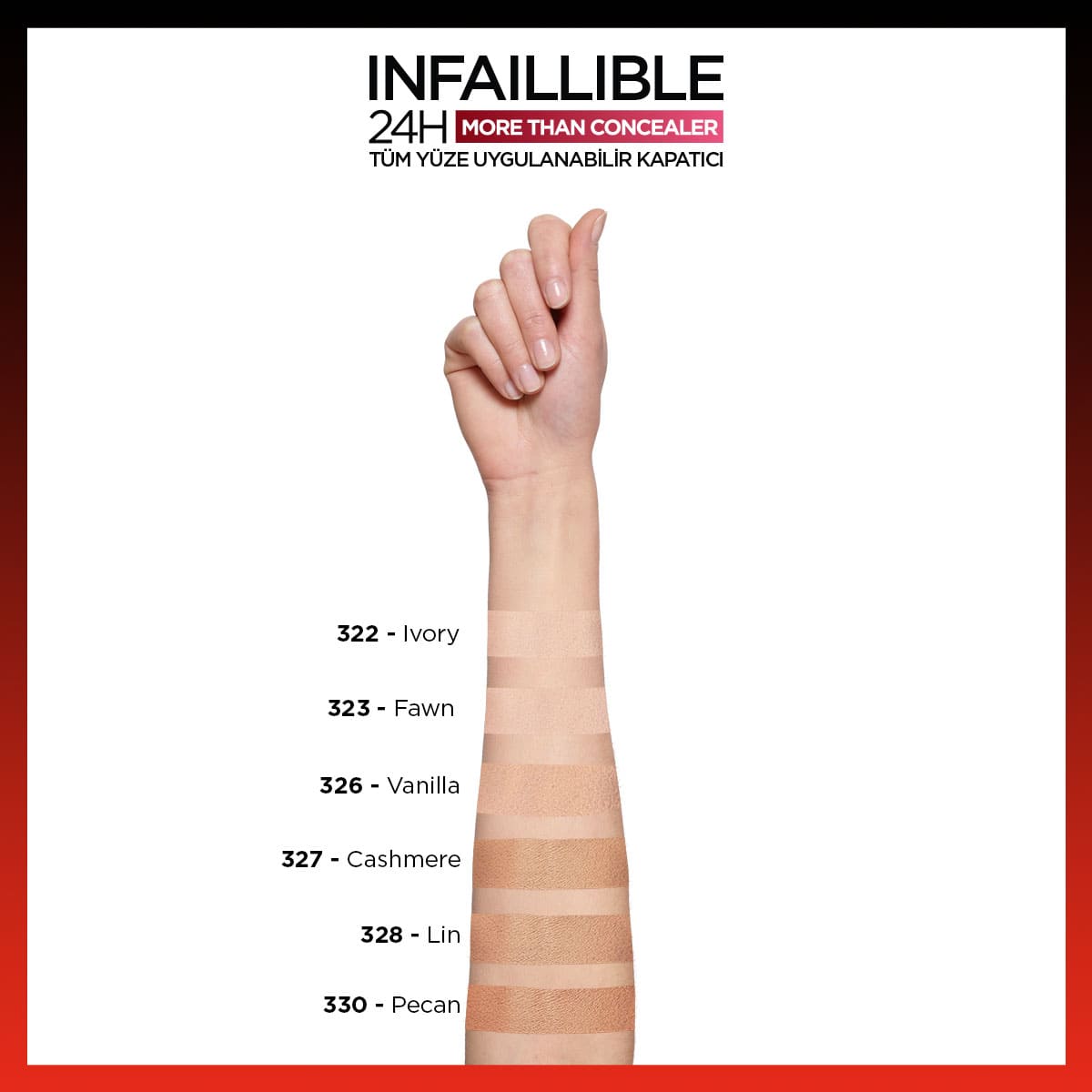 Loreal Paris Infaillible 24H Tüm Yüze Uygulanabilir Kapatıcı - 322 Ivory - Melori