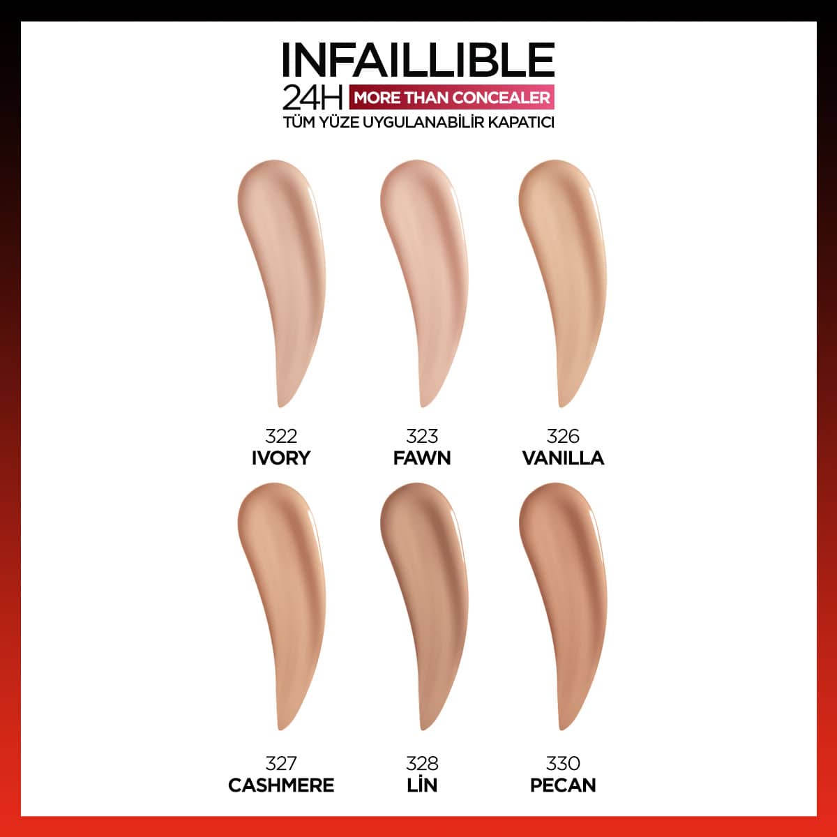 Loreal Paris Infaillible 24H Tüm Yüze Uygulanabilir Kapatıcı - 322 Ivory - Melori