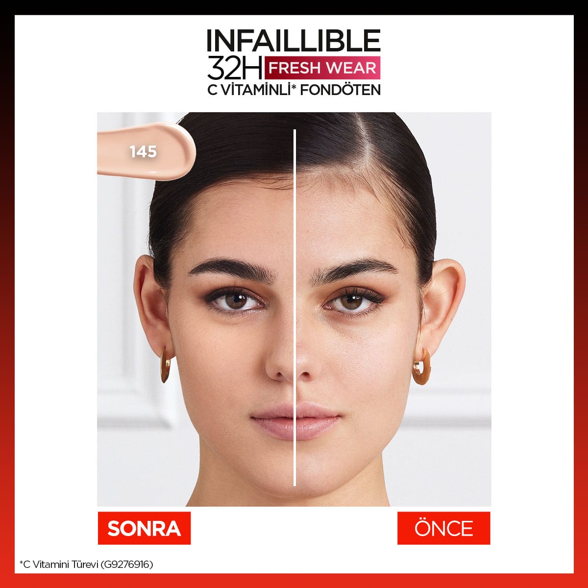 Loreal Paris Infaillible 32H Fresh Wear C Vitaminli Fondöten - 145 Rose Beige - Melori