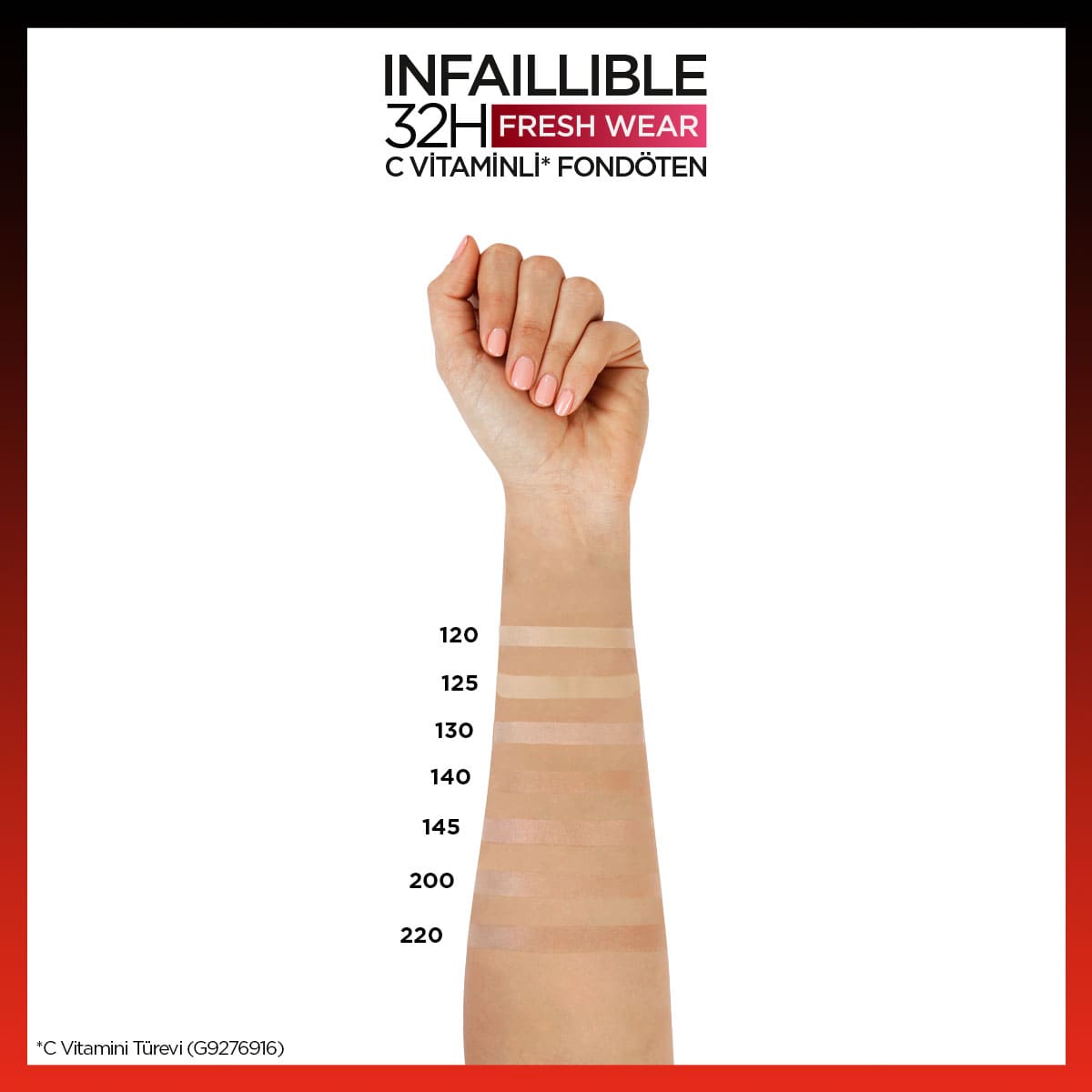 Loreal Paris Infaillible 32H Fresh Wear C Vitaminli Fondöten - 145 Rose Beige - Melori