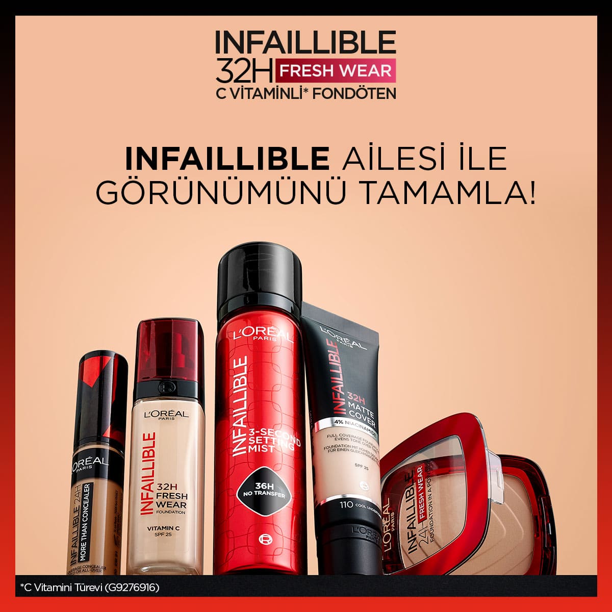 Loreal Paris Infaillible 32H Fresh Wear C Vitaminli Fondöten - 145 Rose Beige - Melori