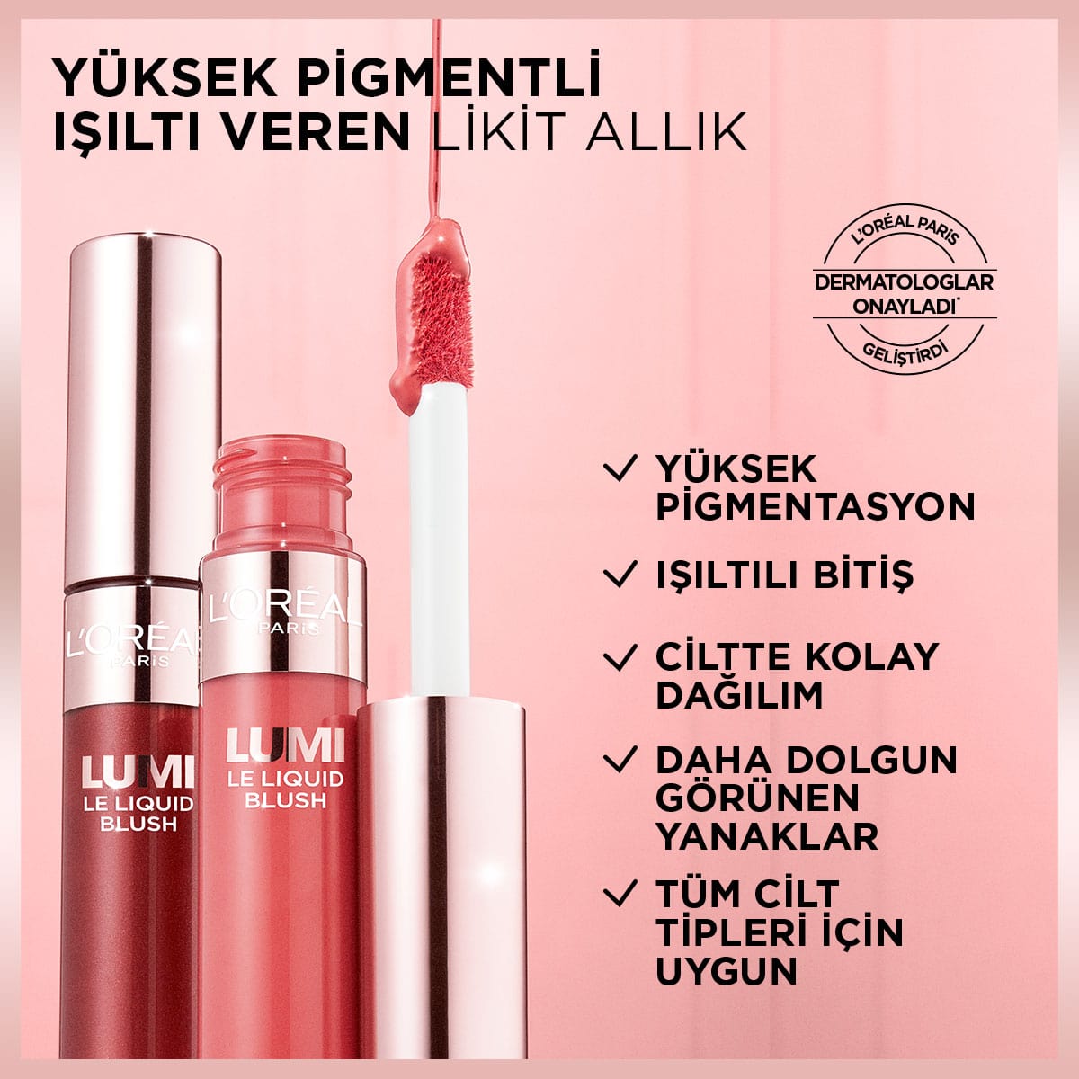 Loreal Paris Lumi Blush Likit Allık - 630 Glowy True Rose - Melori