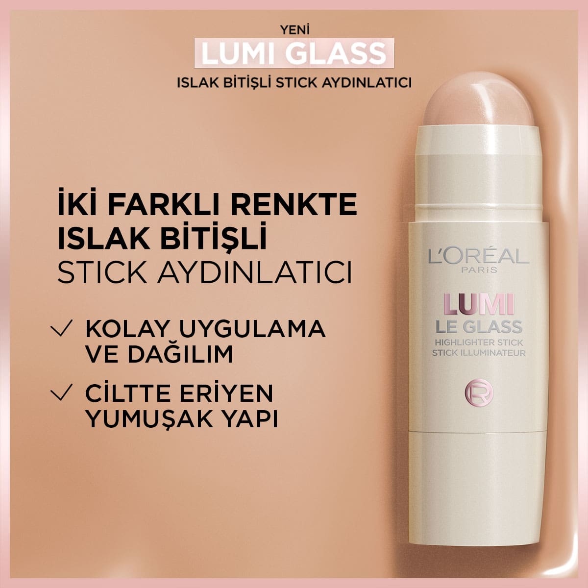 Loreal Paris Lumi Glass Islak Bitişli Stick Aydınlatıcı - 620 Glassy Pink Ballet - Melori