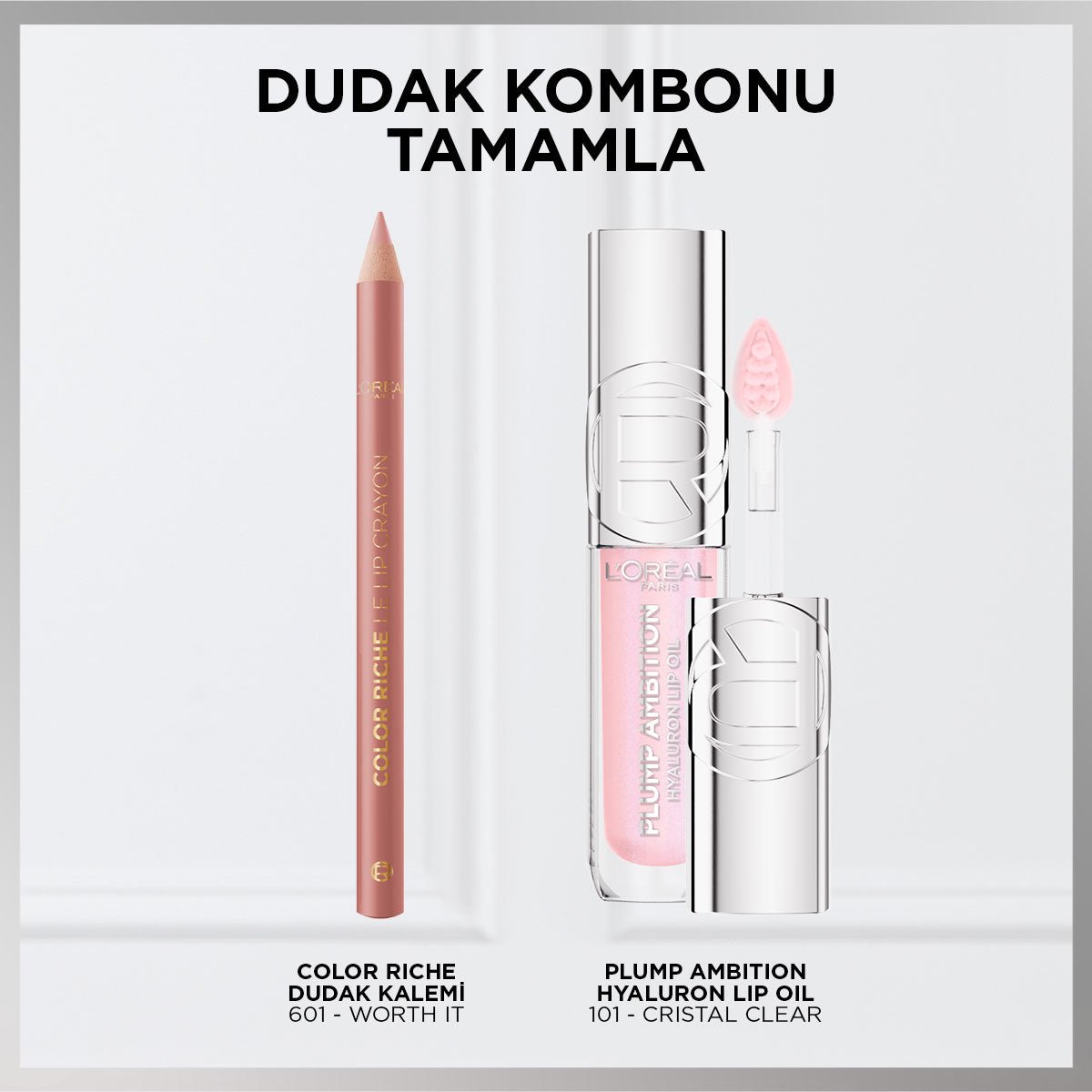 Loreal Paris Plump Ambition Hyaluron Lip Oil Besleyici ve Nemlendirici Dudak Parlatıcısı - 101 Cristal Clear - Melori