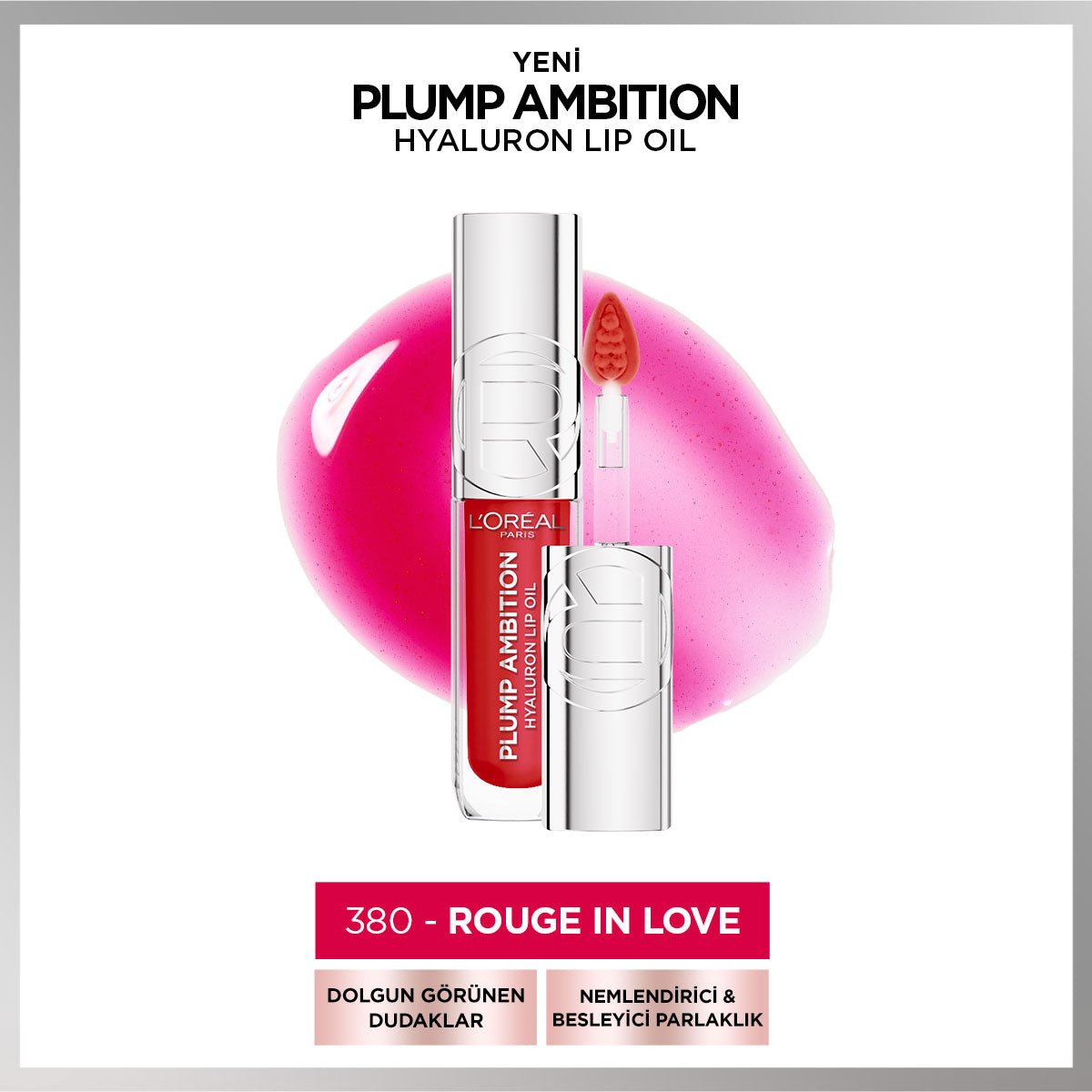 Loreal Paris Plump Ambition Hyaluron Lip Oil Besleyici ve Nemlendirici Dudak Parlatıcısı - 380 Rouge In Love - Melori