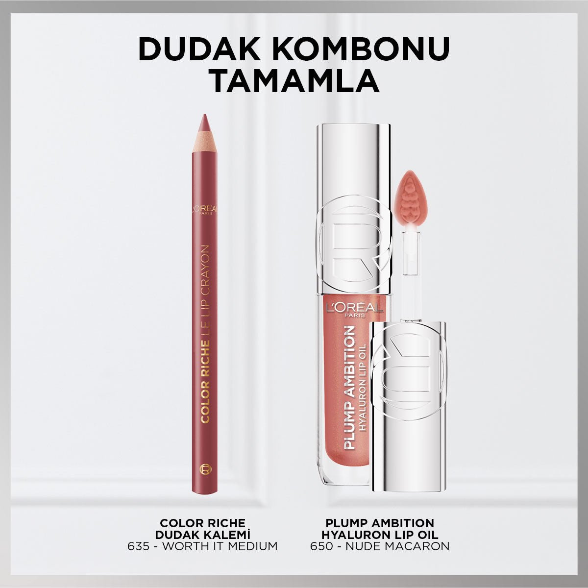 Loreal Paris Plump Ambition Hyaluron Lip Oil Besleyici ve Nemlendirici Dudak Parlatıcısı - 650 Nude Macaron - Melori