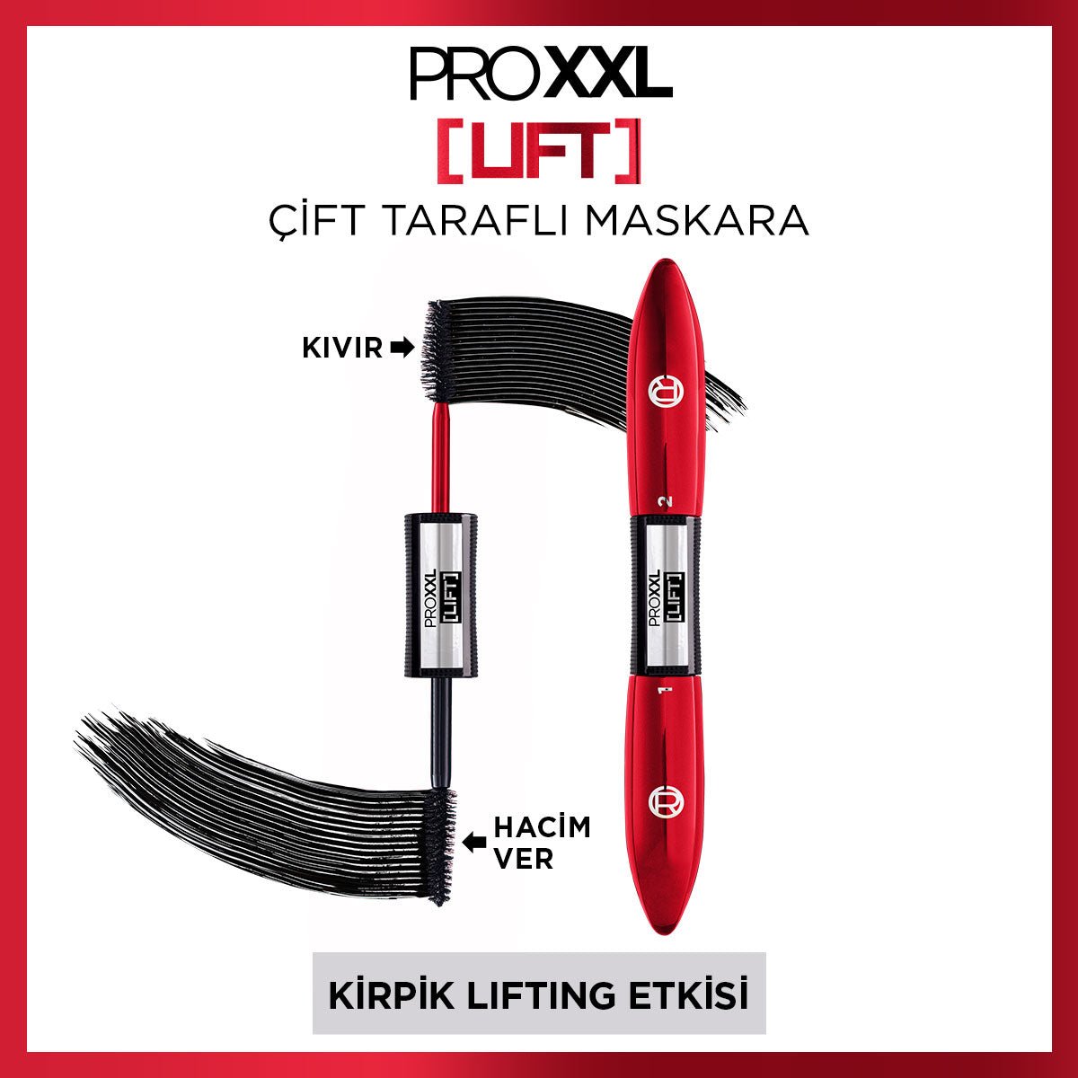 Loreal Paris Pro XXL Lift Çift Taraflı Maskara - Kirpik Lifting Etkisi - Melori