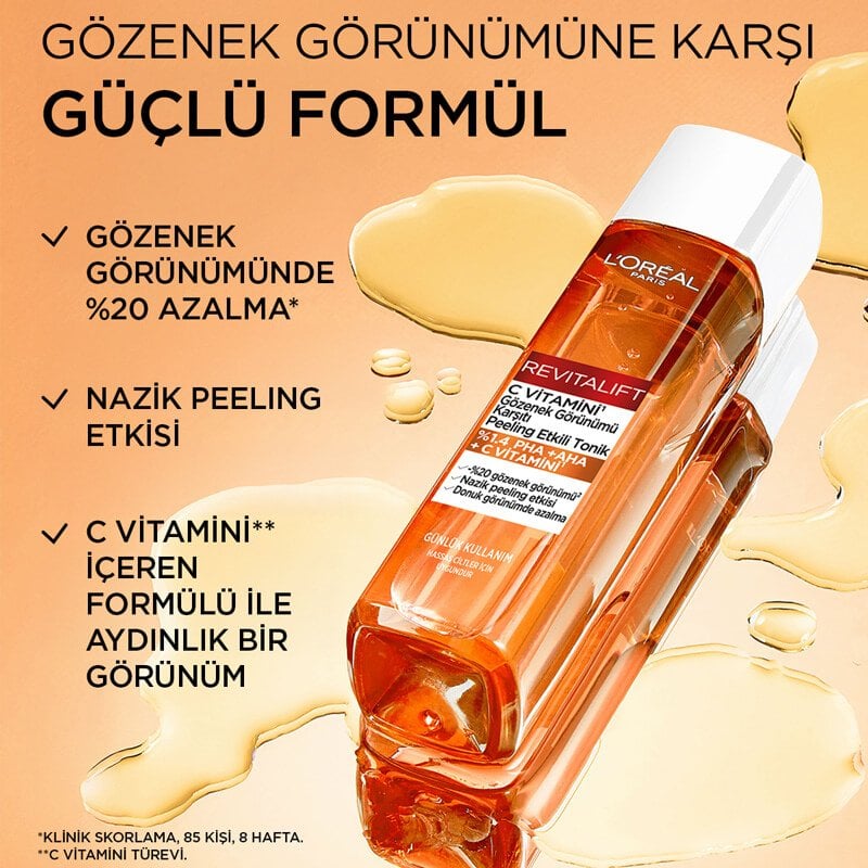 Loreal Paris Revitalift C Vitamini Gözenek Görünümü Karşıtı Peeling Etkili Tonik 180 ml - Melori