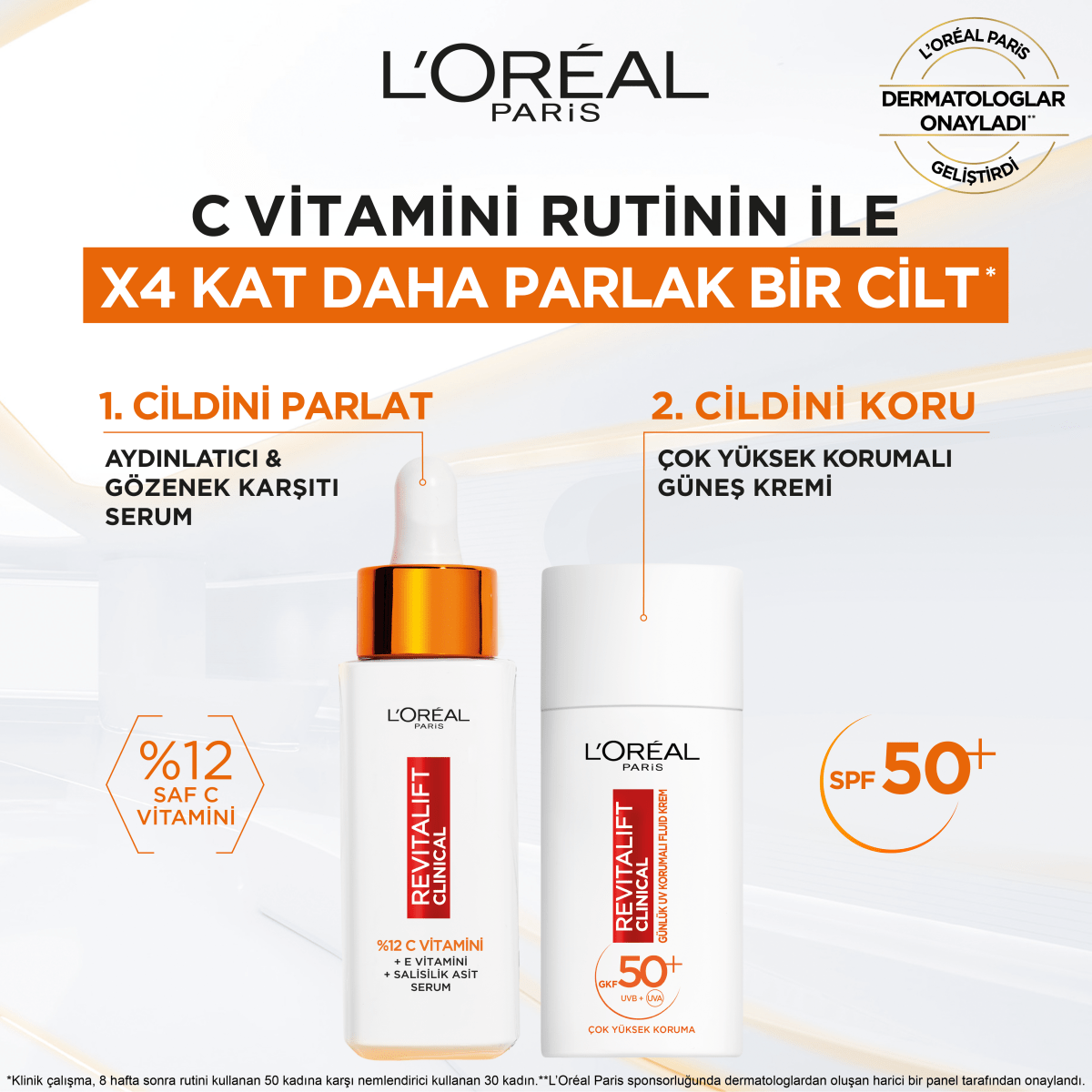 Loreal Paris Revitalift Clinical %12 Saf C Vitamini Aydınlatıcı, Ton Eşitleyici, Gözenek Karşıtı Serum 30 ml - Melori