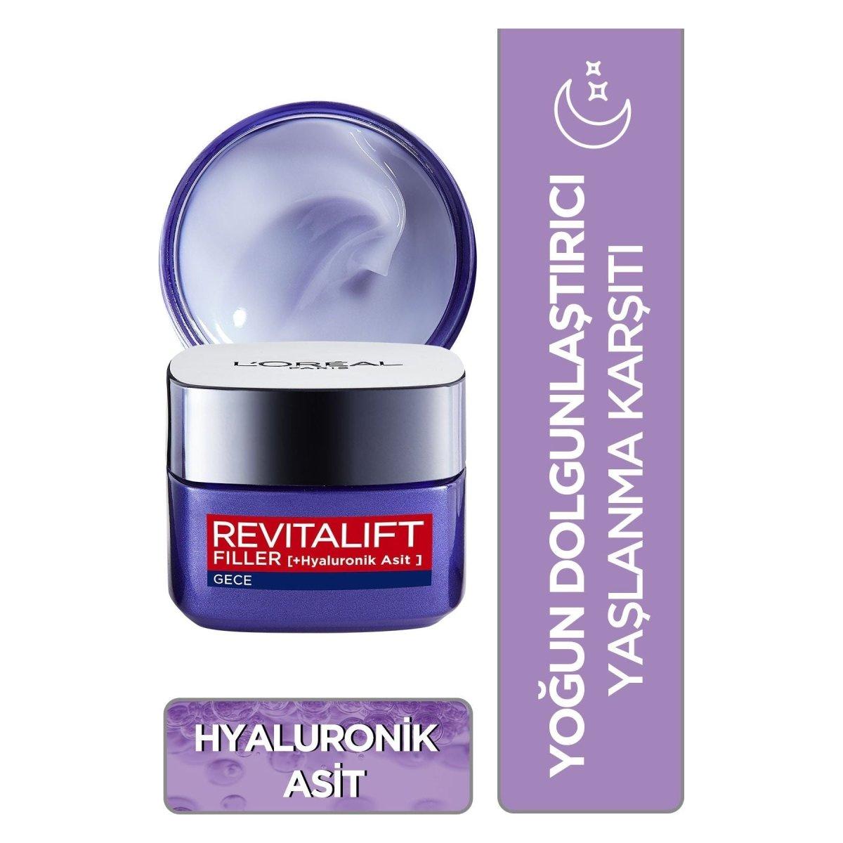 Loreal Paris Revitalift Filler Yoğun Dolgunlaştırıcı Yaşlanma Karşıtı Gece Kremi 50ml - Hyaluronik Asit - Melori
