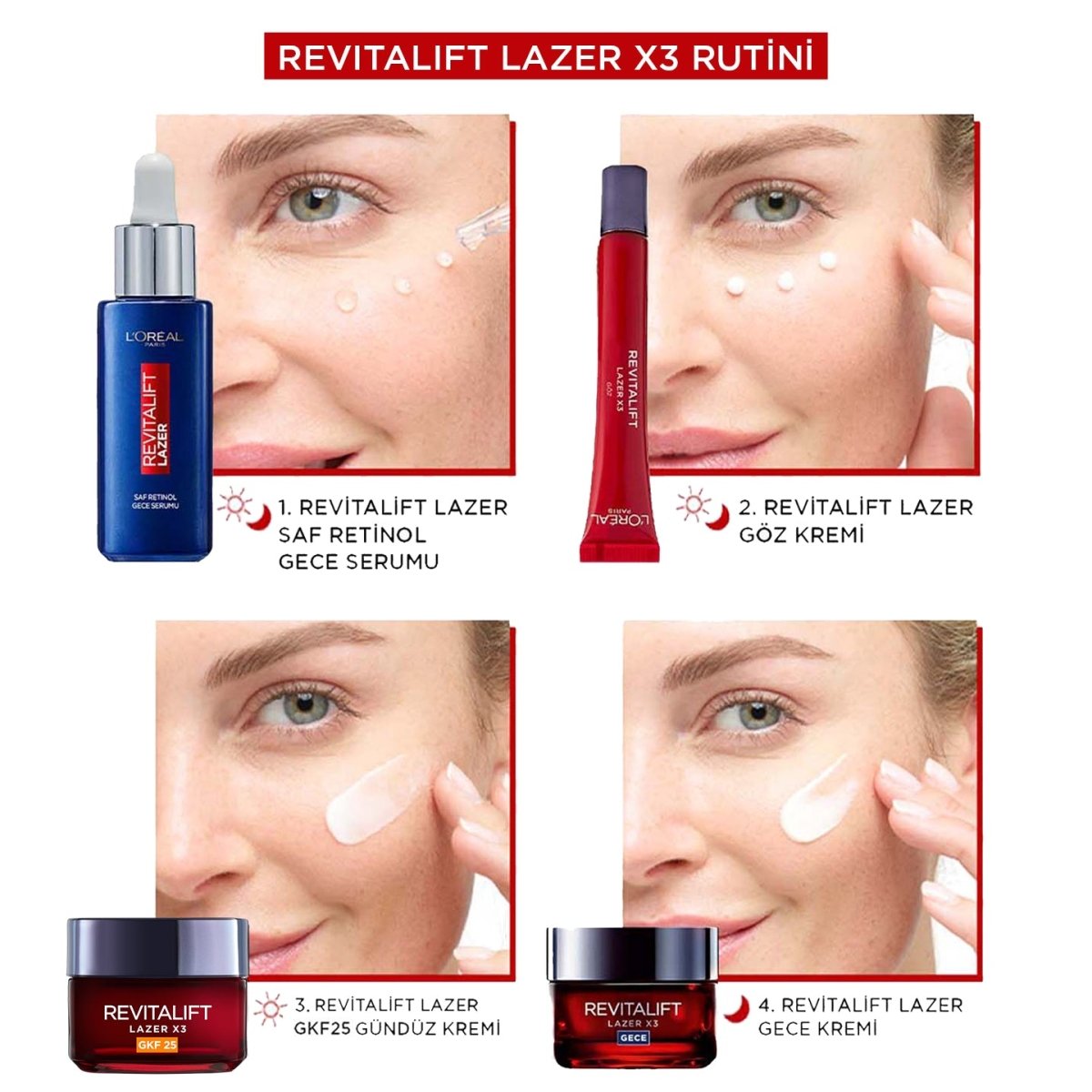 Loreal Paris Revitalift Lazer X3 Leke ve Yaşlanma Karşıtı Bakım GKF25 - Melori