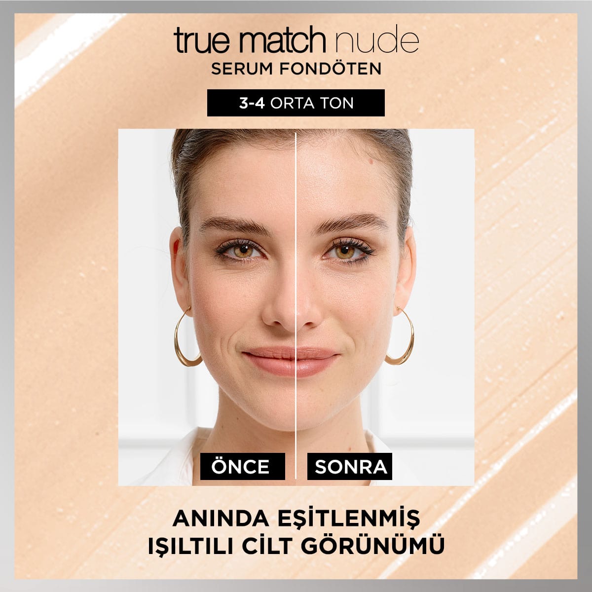 Loreal Paris True Match Nude Fondöten Serum 3 - 4 Light Medium - Melori