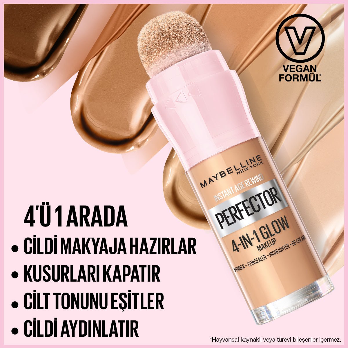 Maybelline Instant Perfector Glow 4 Etki 1 Arada Fondöten - 01 Light - Melori