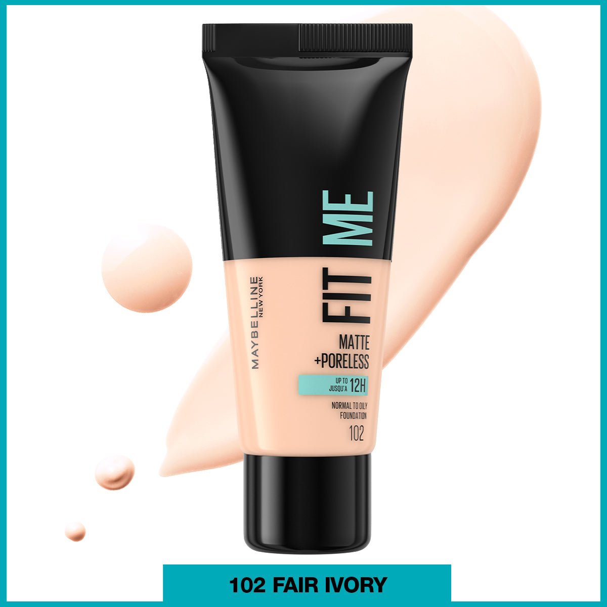 Maybelline New York Fit Me Matte+Poreless Fondöten - 102 Fair Ivory - Melori