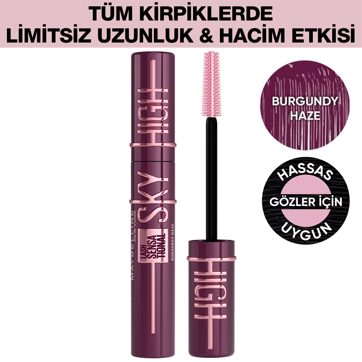 Maybelline New York Lash Sensational Sky High Burgundy Haze Maskara - Melori