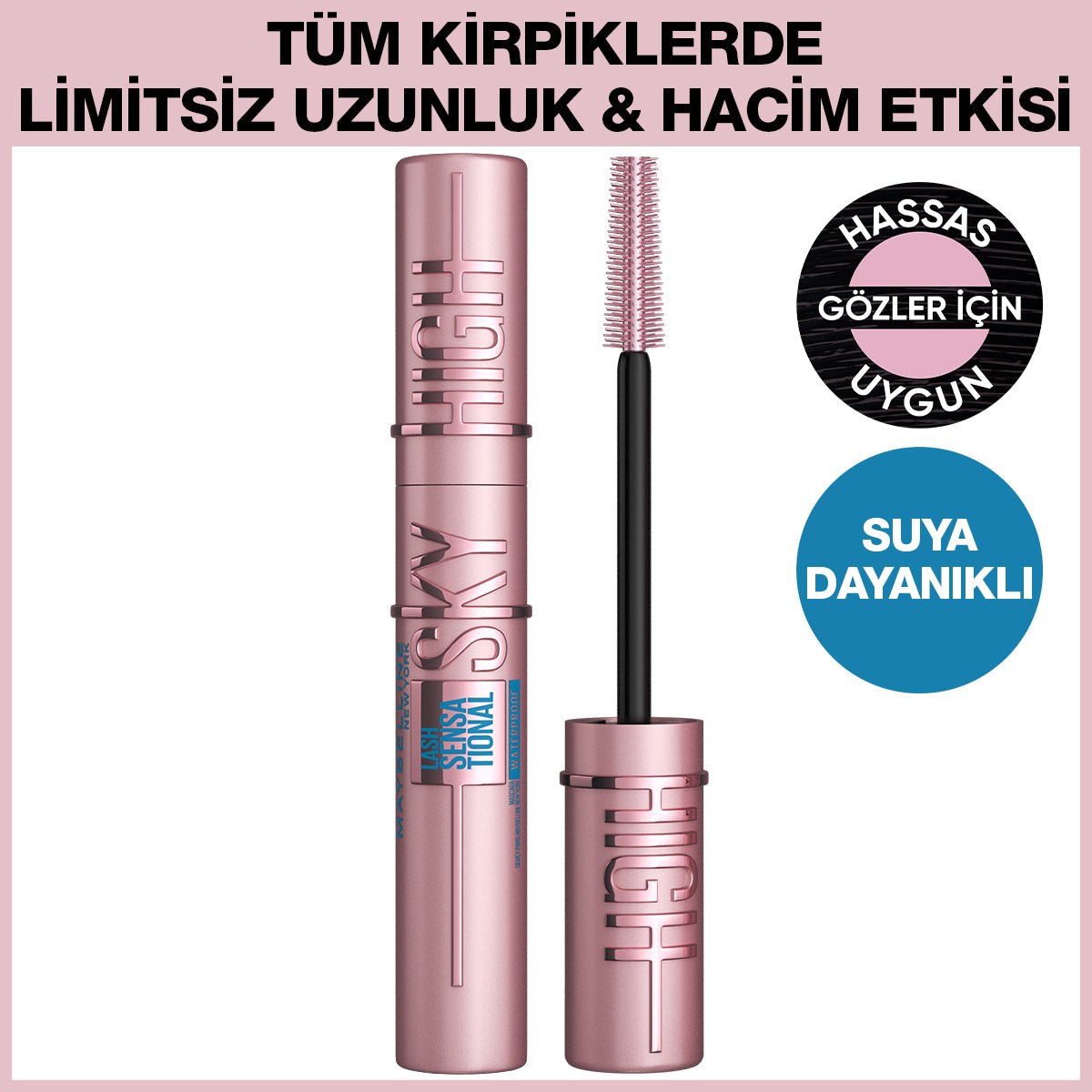 Maybelline New York Lash Sensational Sky High Suya Dayanıklı Waterproof Maskara - Melori