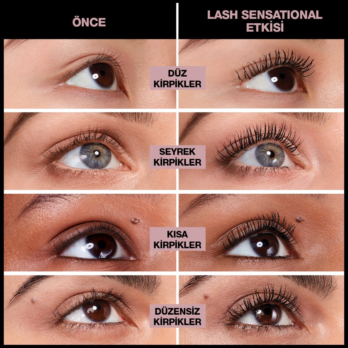 Maybelline New York Lash Sensational Yelpaze Etkili Suya Dayanıklı Siyah Maskara - Melori