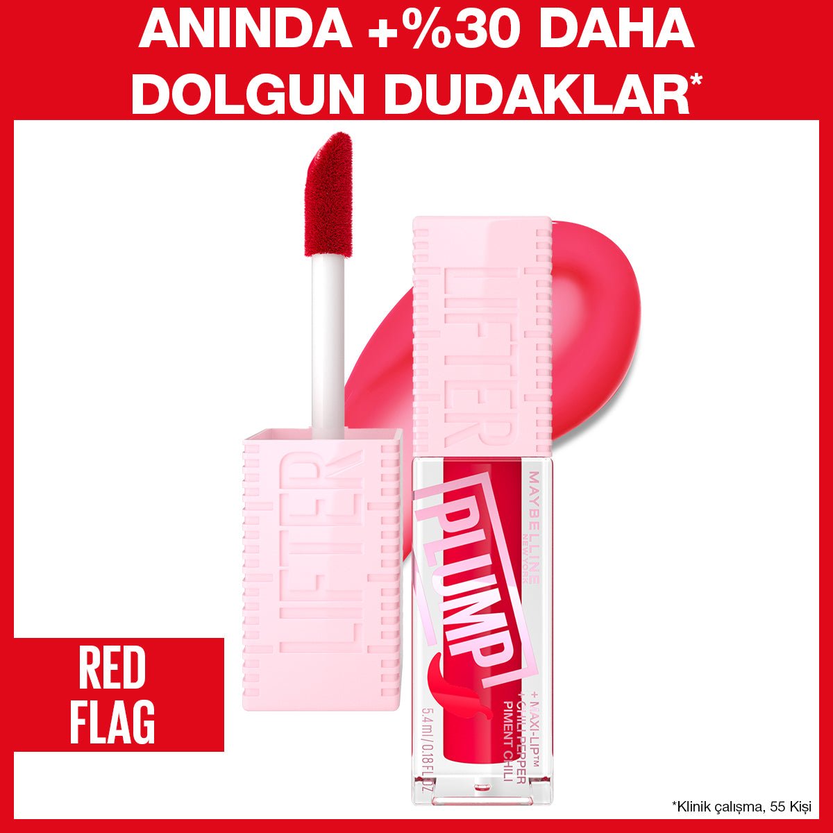 Maybelline New York Lifter Plump Dudak Parlatıcısı - 004 Red Flag - Melori