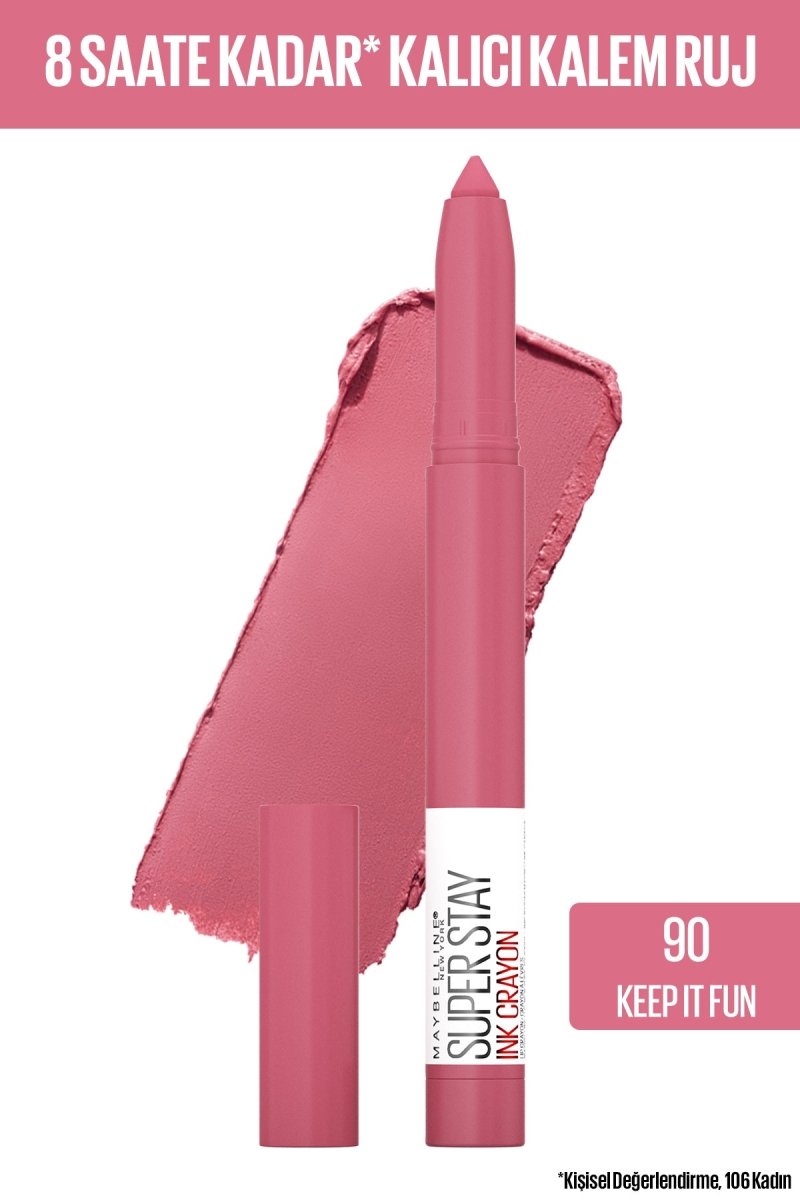 Maybelline New York Super Stay Ink Crayon Kalem Mat Ruj - 90 Keep it fun - Melori
